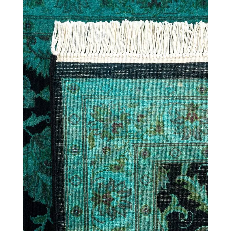Overton Hand Knotted Wool Vintage Inspired Modern Contemporary Overdyed Black Runner Rug - 2' 7" x 19' 0"