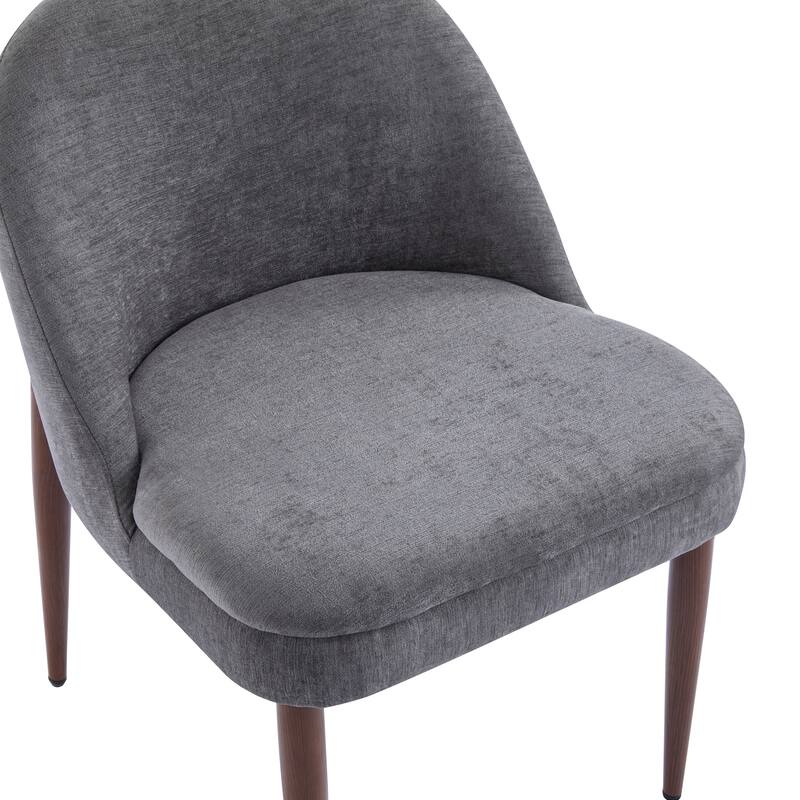 Roomfitters Modern Fabric Upholstered Dining Chair with Iron Legs, Comfortable Padded Accent Seating for Home Dining, Grey