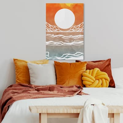 Wynwood Studio Canvas Abstract Sunset Waves Green and Tan Wall Art Canvas Print
