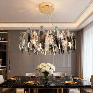 23.6 in. Crystal Raindrop Chandelier, 12-Light Luxury K9 Crystal Pendant light for Dining Room, Kitchen island