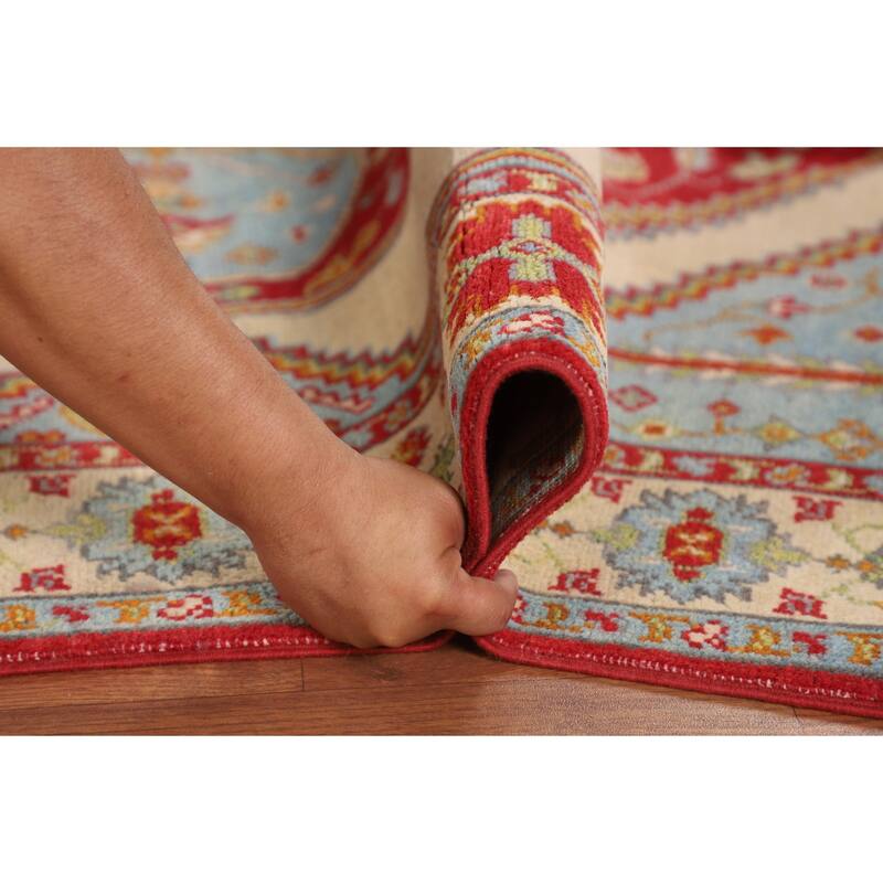 Kazak Oriental Area Rug Handmade Blue Wool Carpet - 4'0"x 5'11"