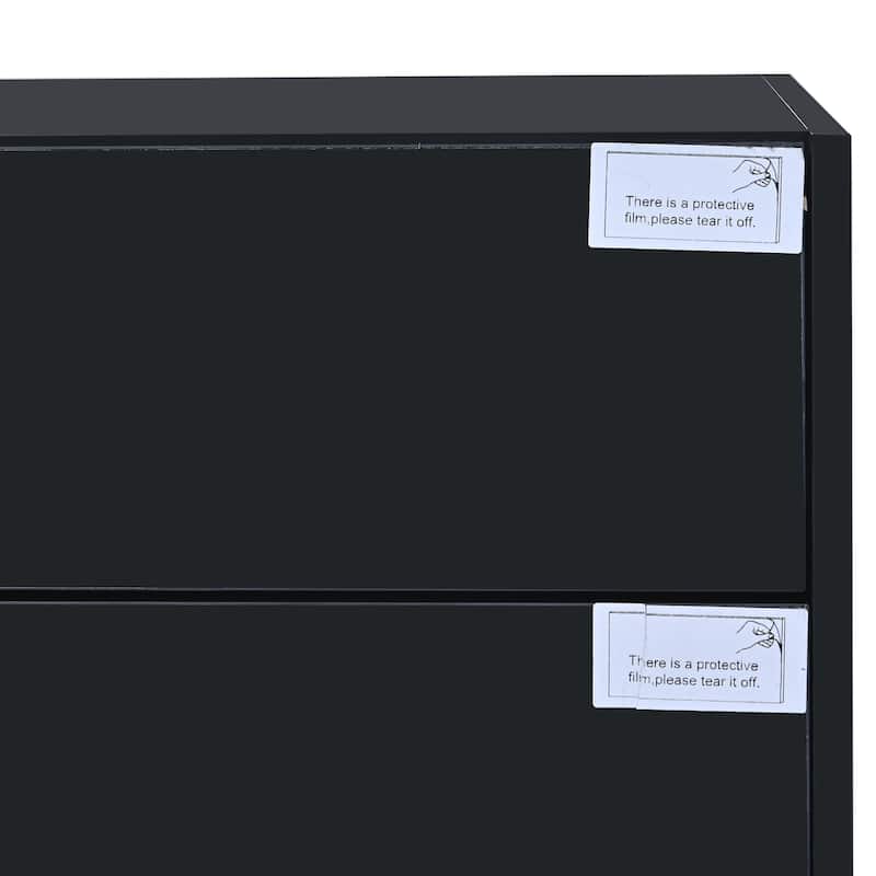 74.8" TV Stand with High Gloss UV Surface, 2 Small Drawers and 3 Big Cabinets for TVs Up to 80"