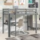 preview thumbnail 8 of 13, Twin Size Loft Bed with Built-in Desk & Guardrails, Wood Lofted Bed Frame with Ladder for Kids, Teens, Boys Girls Bedroom Grey - Twin