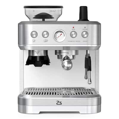15 Bar Pump Espresso Machine with Grinder and Milk Frother, Auto-purge
