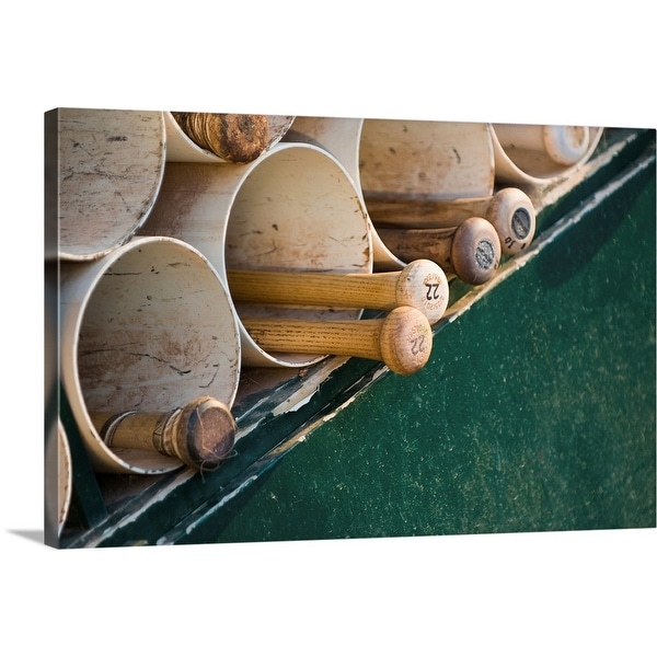 "Baseball bats in the dugout" Canvas Wall Art