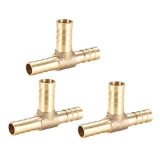12mm x 8mm x 12mm Brass Hose Reducer Barb Fitting Tee T-Shaped 3 Way Barbed 3pcs 