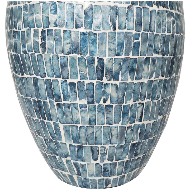 Mother of Pearl Shell Handmade Mosaic Inspired Decorative Vase - Blue - Roche River Decor