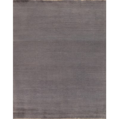 Gray Modern Gabbeh Oriental Area Rug Handmade Solid Wool Carpet - 8'5" x 9'11"