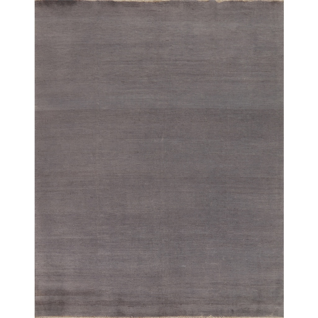 Gray Modern Gabbeh Oriental Area Rug Handmade Solid Wool Carpet - 8'5" x 9'11"
