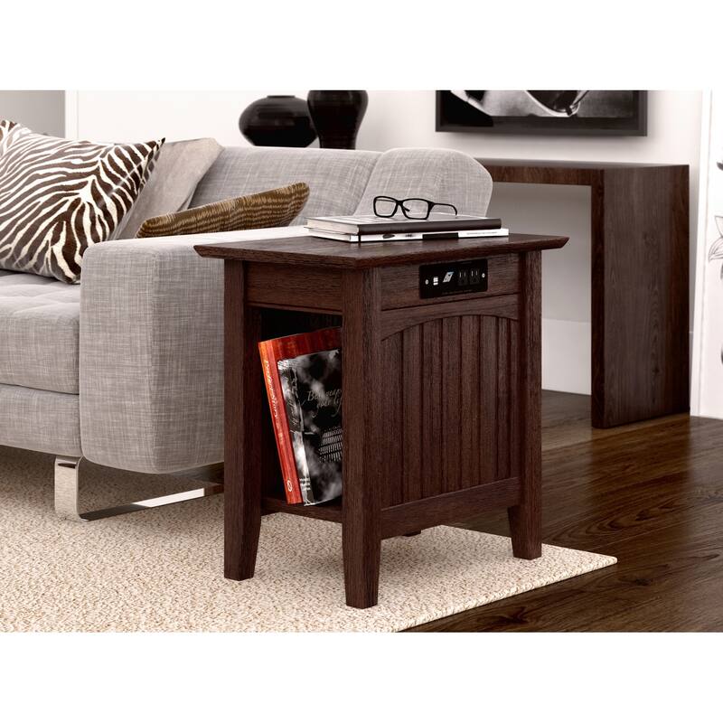 AFI Nantucket Chair Side Table Set of 2 with Built-in Charger
