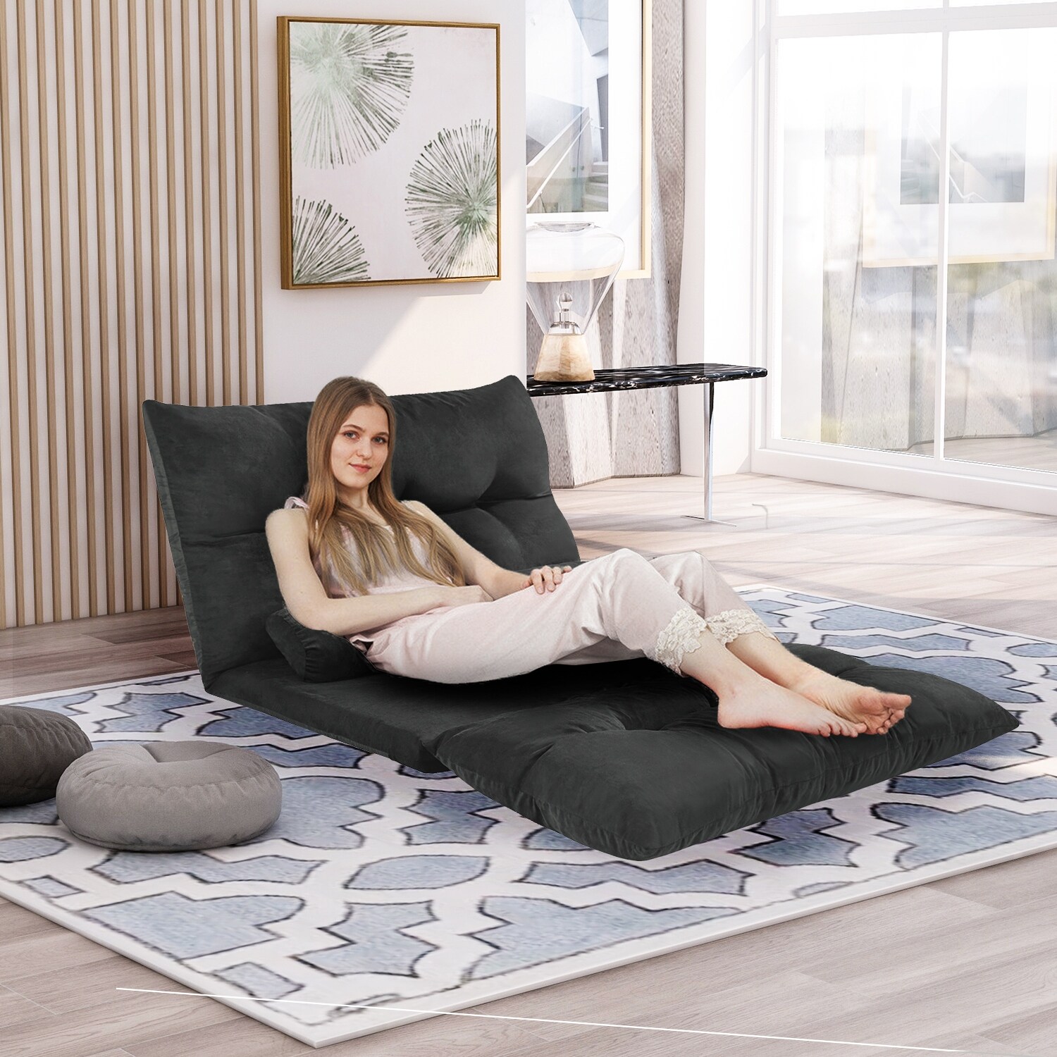 Minimalist Lazy Sofa Adjustable Folding Futon Sofa With out