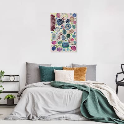 Wynwood Studio Canvas Abstract Golden Gemstone Cascade Blue and Cream White Modern & Contemporary Wall Art Canvas Print