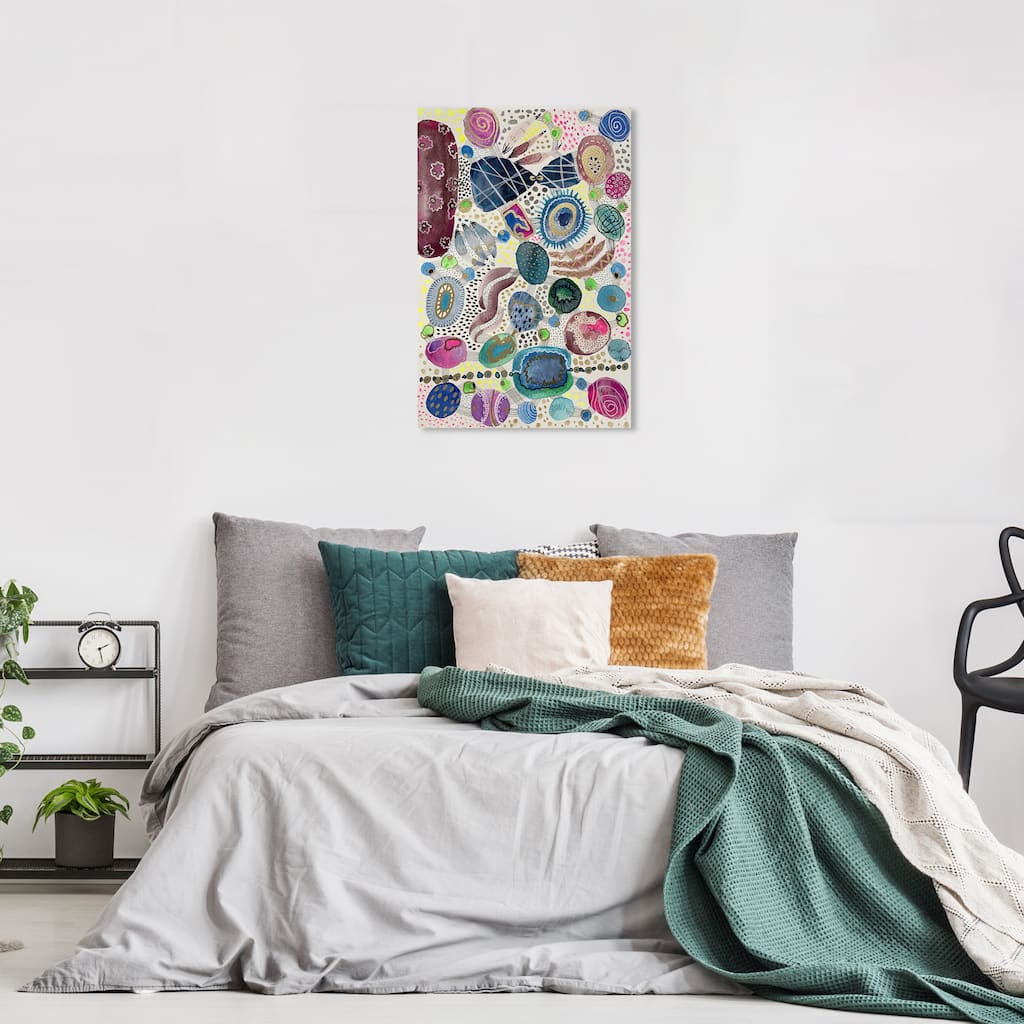 Wynwood Studio Canvas Abstract Golden Gemstone Cascade Blue and Cream White Modern & Contemporary Wall Art Canvas Print