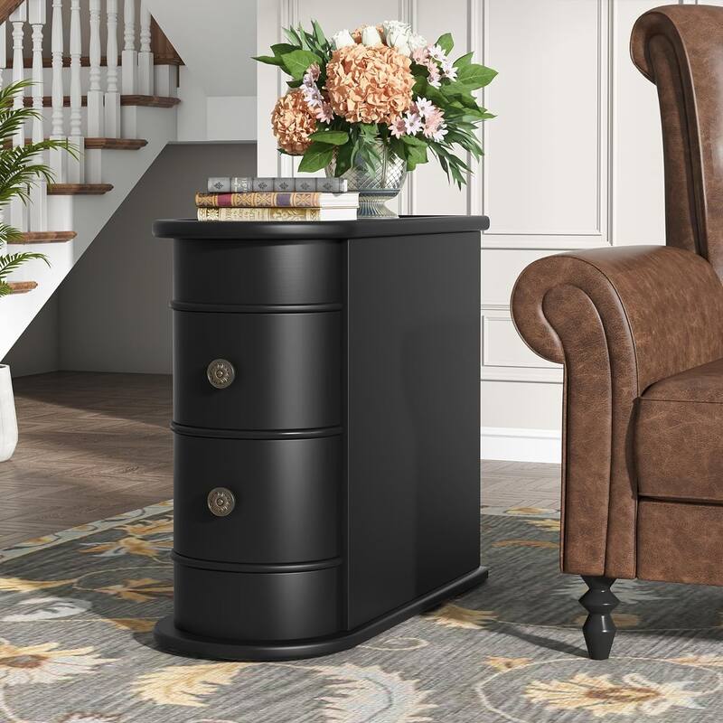 Solid Wood End Table with Storage No Assembly Required