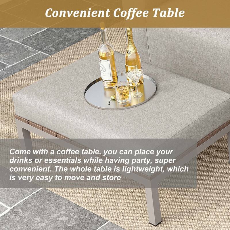 5-Piece Modular Sets Sectional Sofa Set Patio Conversation Sets