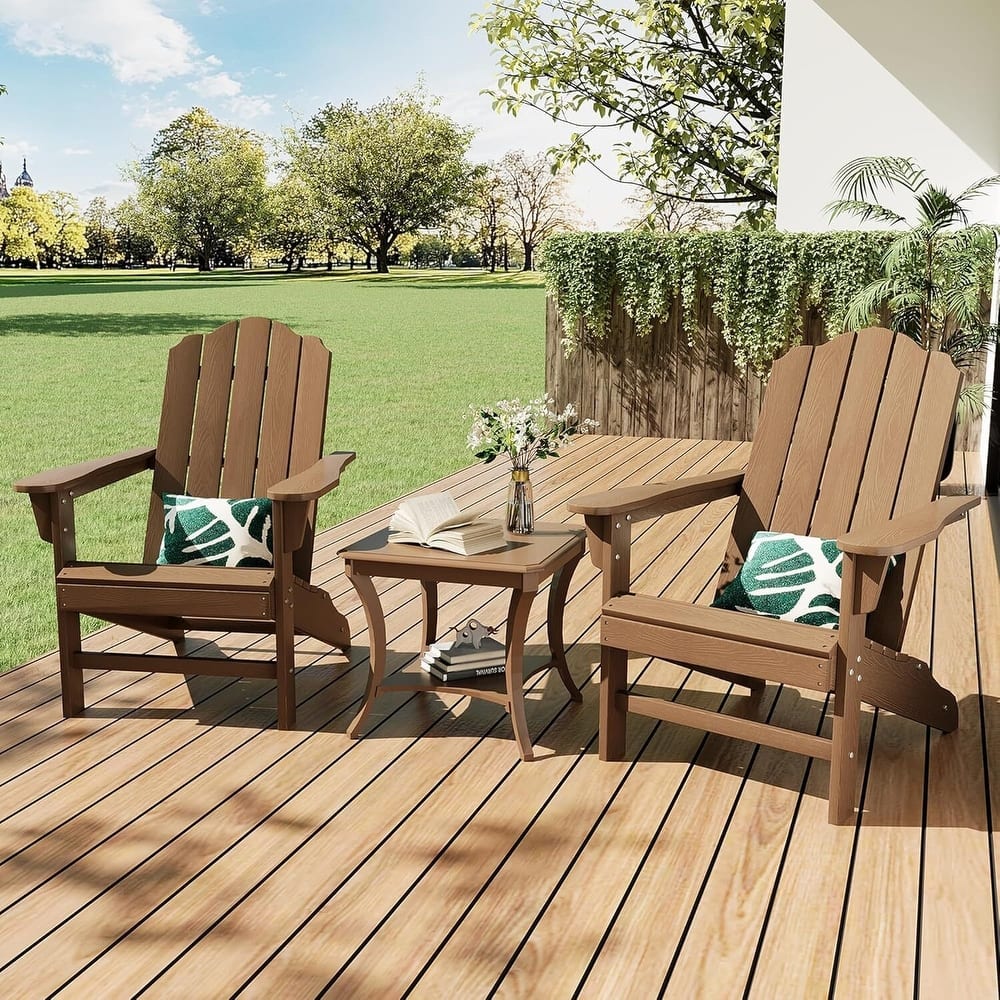 Set of 2 HDPE Adirondack Patio Chairs for Garden, Deck, Backyard, Poolside