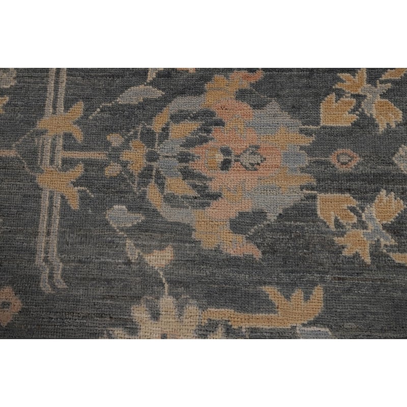 Vegetable Dye Floral Oushak Turkish Large Rug Handmade Wool Carpet - 11'11"x 14'7"