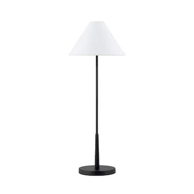 Barry 32" Buffet Lamp with Linen Shade, Black