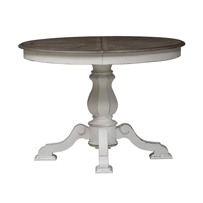 Magnolia Manor Round Pedestal Dining Table with Expandable Leaves - 2 Finishes