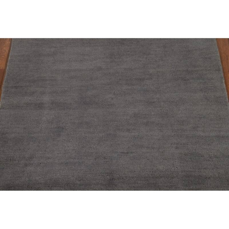 Gray Gabbeh Modern Rug Handmade Wool Carpet - 3'5" x 4'11"