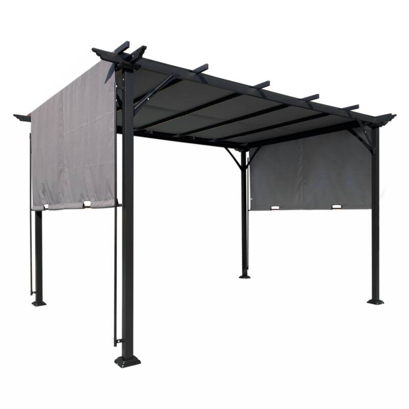 9.5 x 12 Ft Outdoor Pergola Patio Gazebo,Retractable Shade Canopy,Steel Frame Grape Gazebo,Sunshelter Pergola for Garden