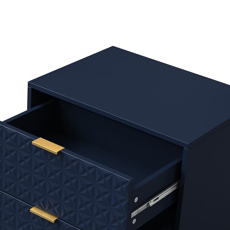 Volkard 25" Mid-century 2-Drawer Storage Nightstand with 2 Drawers Set of 2 by HULALA HOME