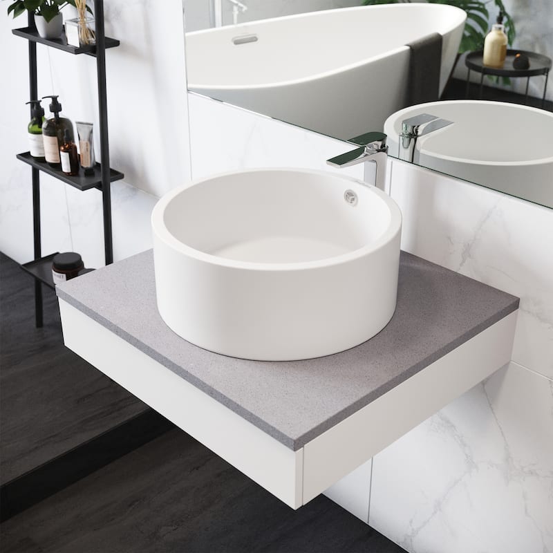 Trocadero Round Ceramic Bathroom Vessel Sink In White - 16.55" x 16.55" 6.3"