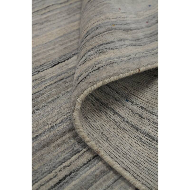 Hand Knotted Oriental Viscose Silk Carpet Tribal Animal Pictorial Greys & Charcoal Gabbeh Area Rug - 9' 9'' X 9' 4''