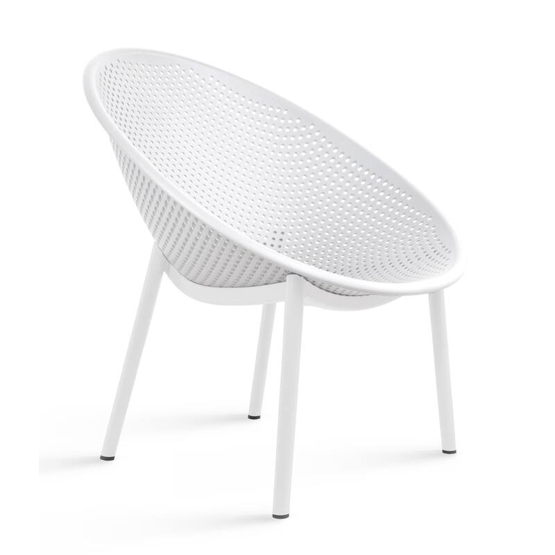 Set of 2 Modern Plastic Lounge Chair Plastic Legs with Polka Dots Spot Breathable for Patio Indoor Outdoor Use