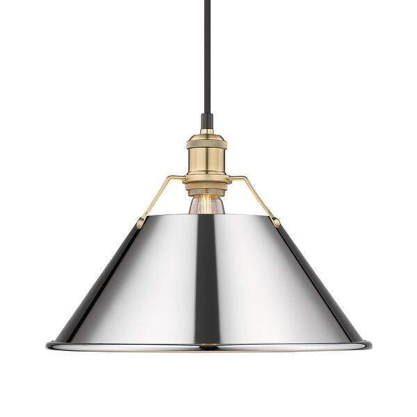 slide 1 of 1, Yep by Golden Lighting Orwell 1-light 14in Pendant in Brushed Champagne Brass and Chrome shade - Gold