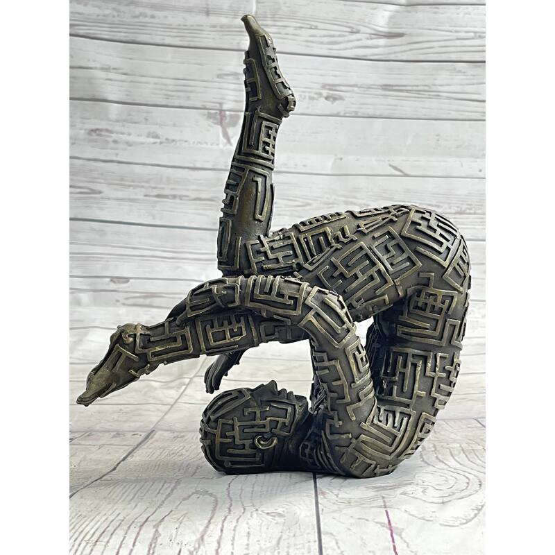 Abstract Modern Art Yoga Exercise Bronze Statue Sculpture Figurine By Dali Decor