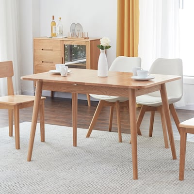 Natural solid oak round corner table