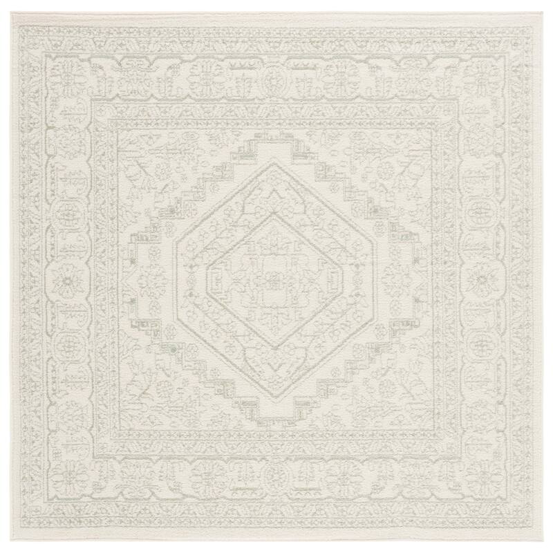 SAFAVIEH Adirondack Cheyenne Rustic Oriental Medallion Rug - 6' Square - Sage/Ivory