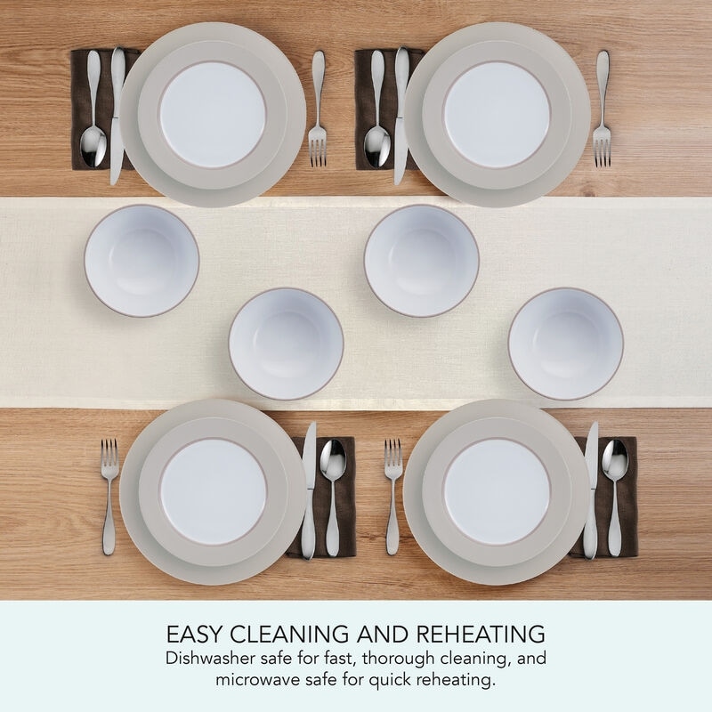 Pfaltzgraff Grayson Taupe 12PC Dinnerware Set Service for 4