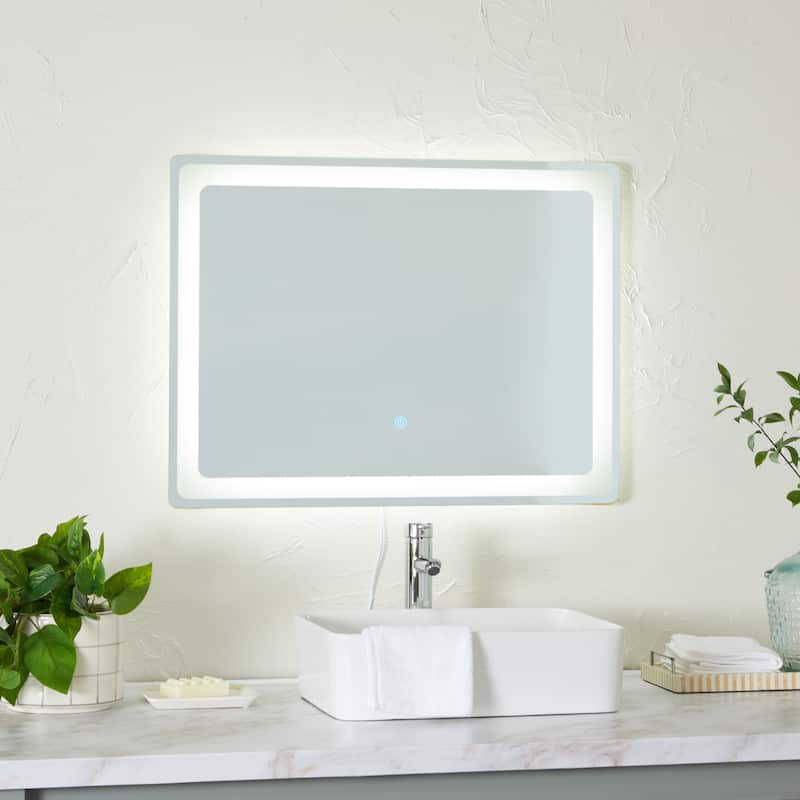 Clear Glass Modern Rectangle LED Mirror - MULTIPLE SIZES - 32 x 1 x 24