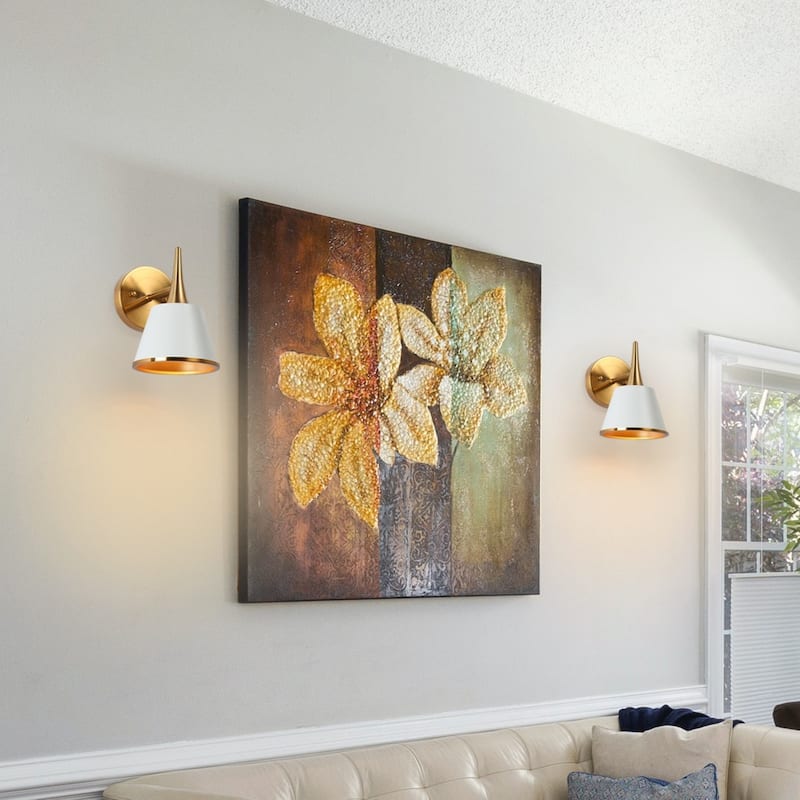 Nisa Modern Gold 1-Light Bathroom Vanity Wall Sconces for Powder Room Bedside - L 5.9"* W 7.9"* H 9"