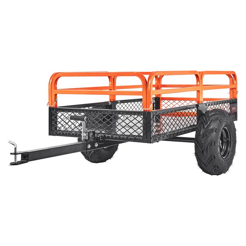 VEVOR Heavy Duty Steel ATV Dump Trailer 15 Cubic Feet Tow Behind Dump Cart Garden Trailer - 1500-Pound