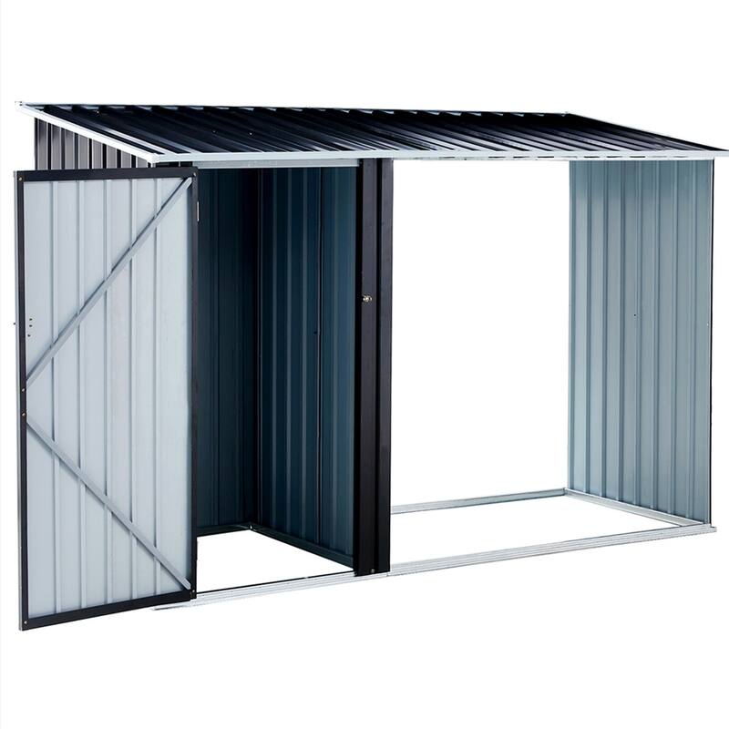 Firewood Storage Shed Outdoor Firewood Storage Rack Storage Shed With Log Holder Firewood Shelter For Patio - dark gray