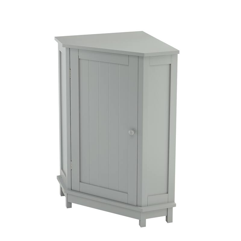 Bathroom Cabinet Triangle Corner Storage Cabinet with Adjustable Shelf Modern Style MDF Board