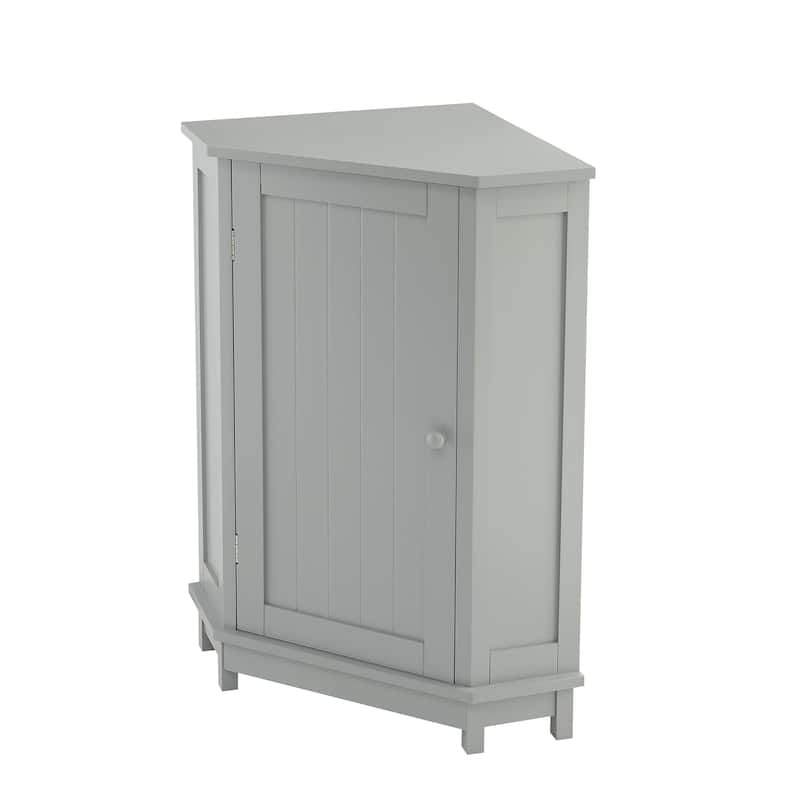 GDFStudio - Elara 31" Triangle Corner Bathroom Cabinet with Adjustable Shelf, Compact MDF Organizer