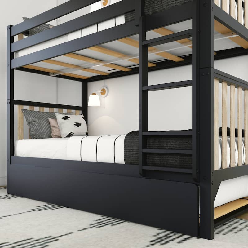 Scandinavian Twin Over Twin Bunk Bed With Twin-Size Trundle