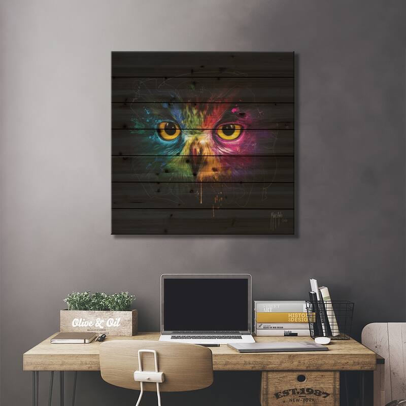 Pop Owl Print On Wood by Patrice Murciano - Multi-Color