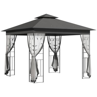 10x10 ft Outdoor Party Gazebo with Reinforced Corners and Mesh Sidewalls and UV Sun Protection - 9.8' L x 9.8' W x 9.2' H