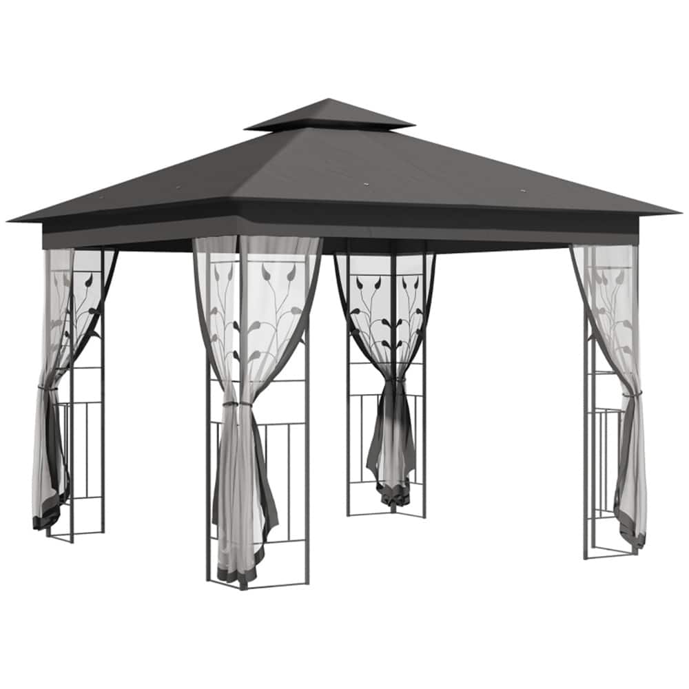 10x10 ft Outdoor Party Gazebo with Reinforced Corners and Mesh Sidewalls and UV Sun Protection - 9.8' L x 9.8' W x 9.2' H