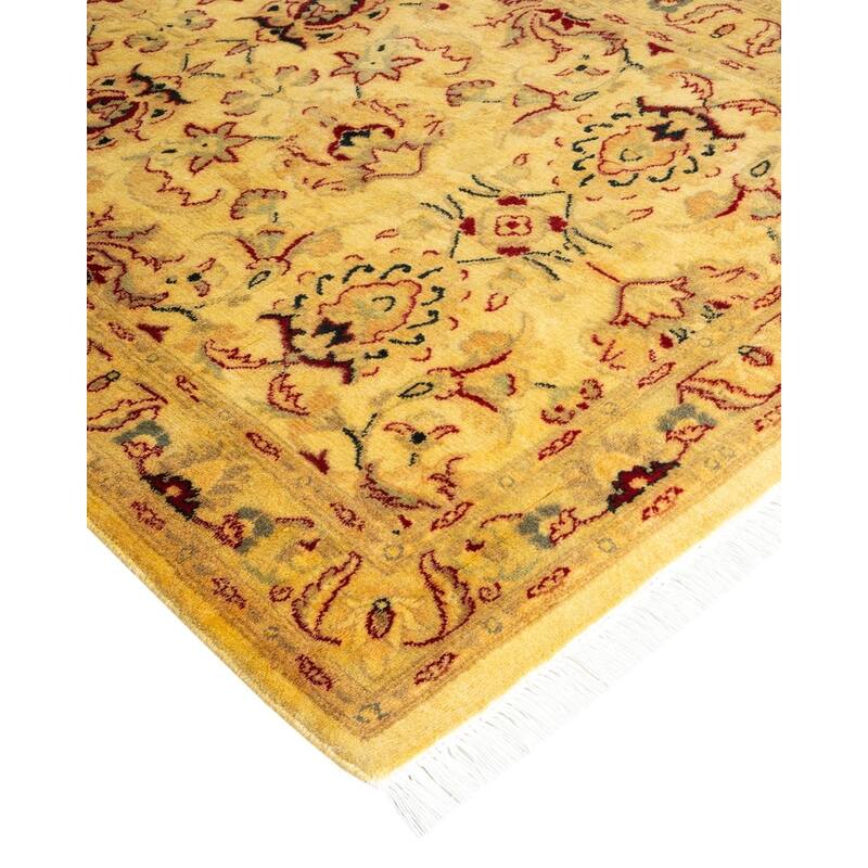 Overton Hand Knotted Wool Vintage Inspired Modern Contemporary Overdyed Yellow Runner Rug - 2' 7" x 10' 1"