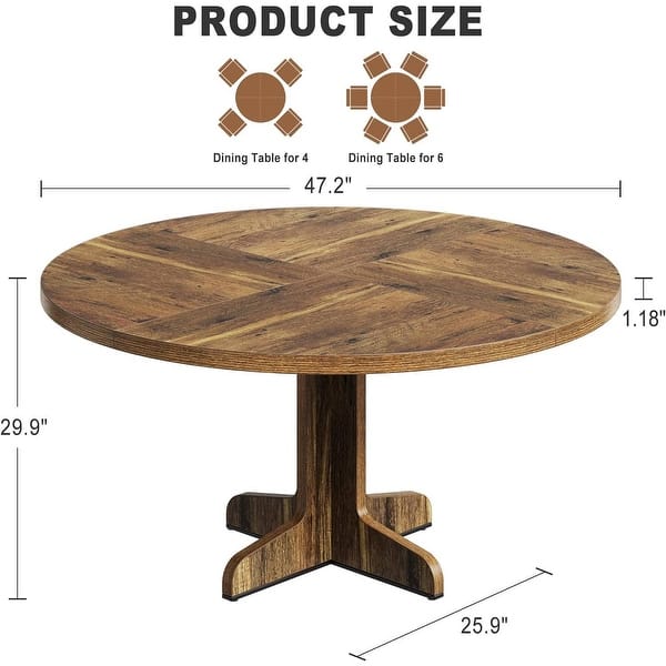 47 Inch Farmhouse Kitchen Round Dining Table for 4 - Bed Bath & Beyond ...