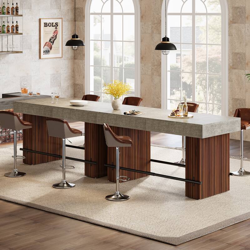 63-Inch Bar Table, Industrial Counter Height Pub Dining Table