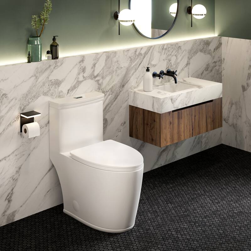 Beau ﻿One-Piece Elongated Toilet Dual-Flush 1.1/1.6 gpf - White