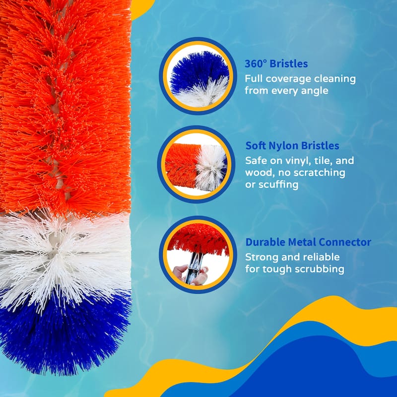 Blue Wave Brush Around 360 Wall and Floor Pool Brush - One-Size