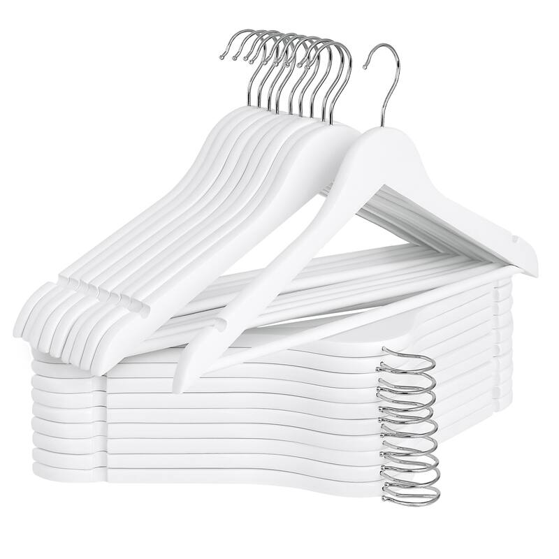 StorageWorks Wooden Clothes Hangers, Hangers for Coats, Shirts, Jackets, Pants, Suits - 20-pack - White